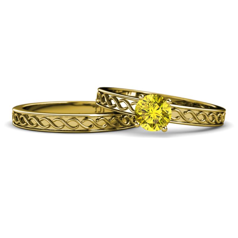 Maren 1.00 ct Classic Yellow Diamond Solitaire Bridal Set Ring  