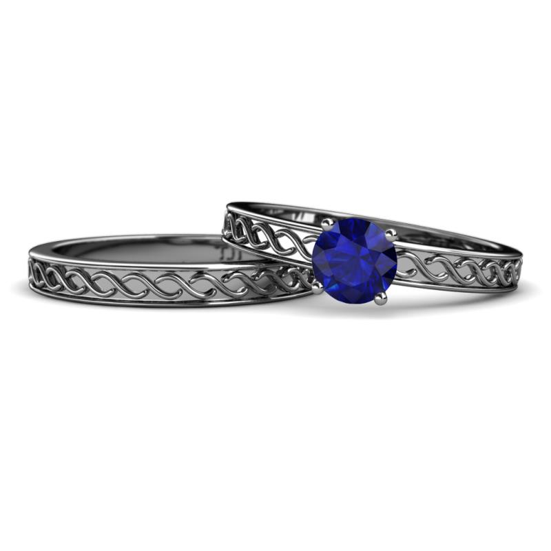 Maren 1.15 ct Classic Blue Sapphire Solitaire Bridal Set Ring  