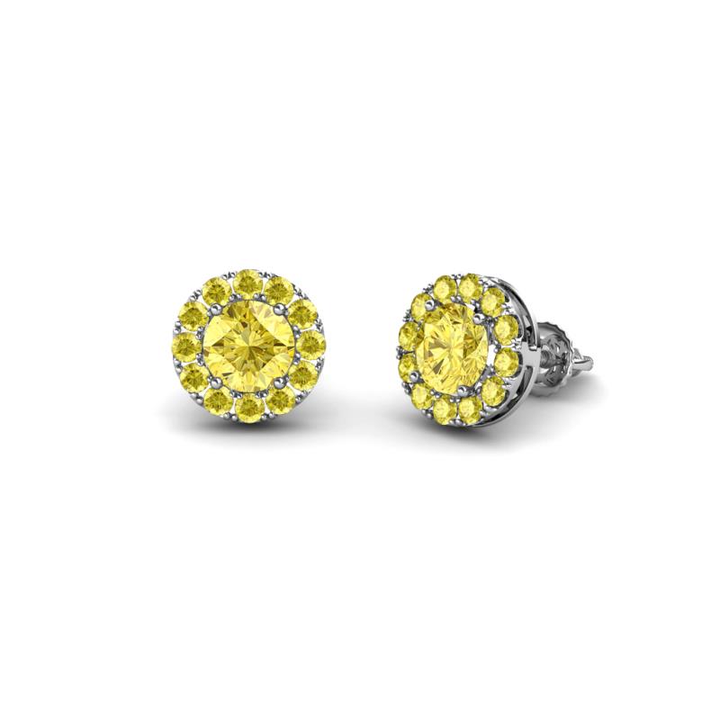 Bernice 0.90 ctw Round Yellow Sapphire Halo Stud Earrings 