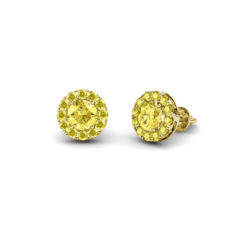 Bernice 0.90 ctw Round Yellow Sapphire Halo Stud Earrings 