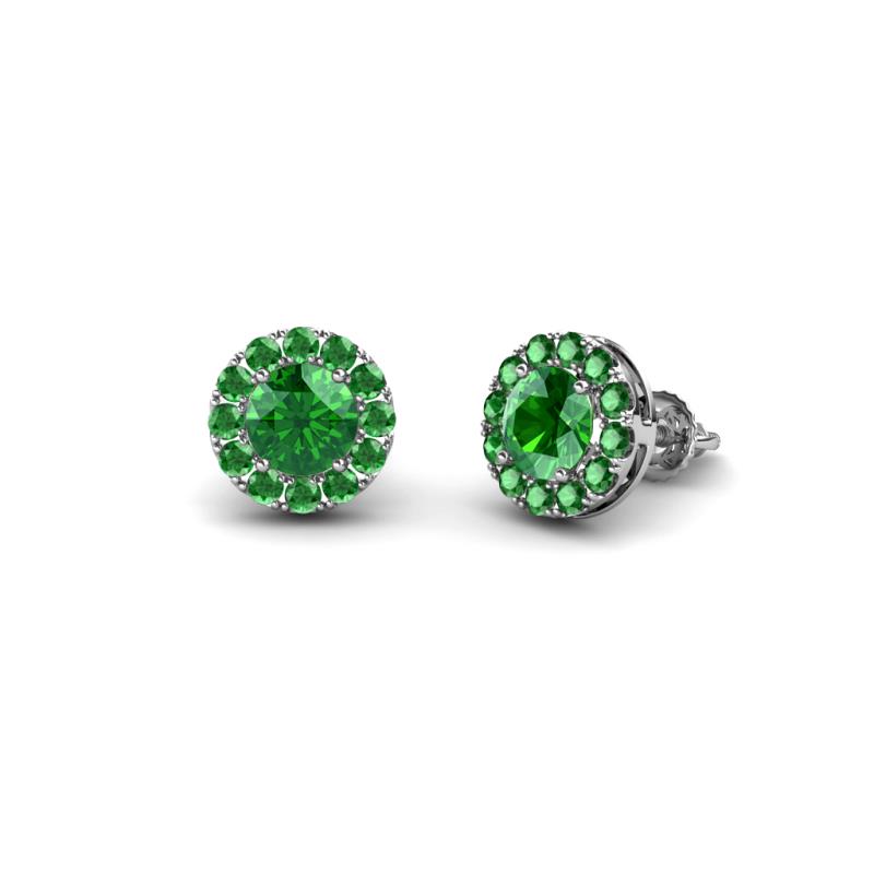 Bernice 0.96 ctw Round Green Garnet Halo Stud Earrings 