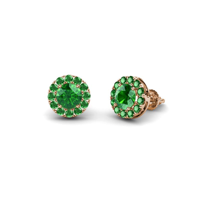 Bernice 0.96 ctw Round Green Garnet Halo Stud Earrings 