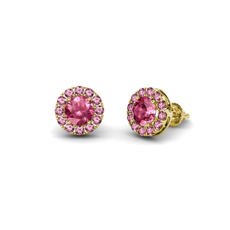 Bernice 0.71 ctw Round Pink Tourmaline Halo Stud Earrings 