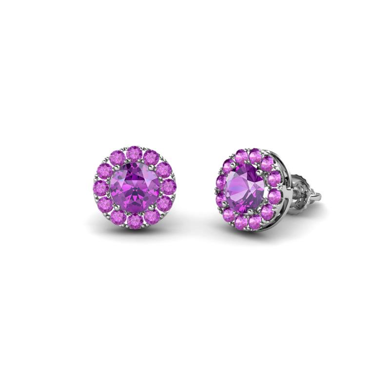 Bernice 0.71 ctw Round Amethyst Halo Stud Earrings 