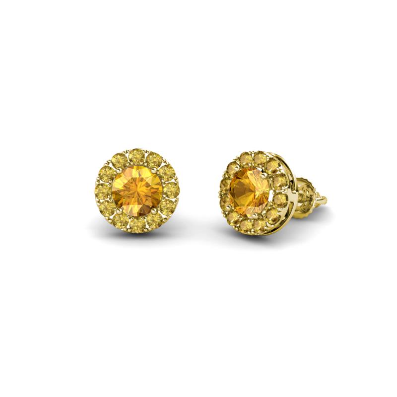 Bernice 0.71 ctw Round Citrine Halo Stud Earrings 