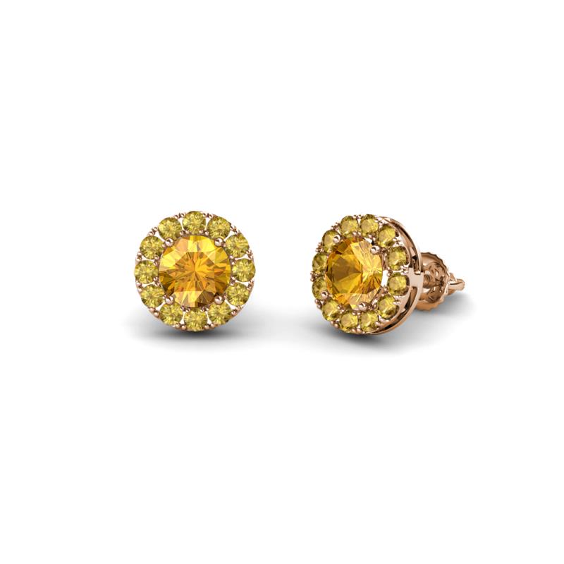 Bernice 0.71 ctw Round Citrine Halo Stud Earrings 