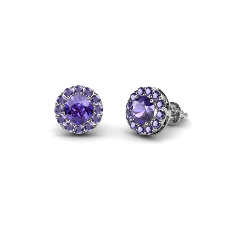 Bernice 0.71 ctw Round Iolite Halo Stud Earrings 