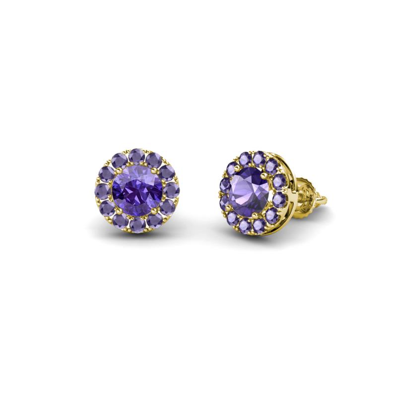 Bernice 0.71 ctw Round Iolite Halo Stud Earrings 