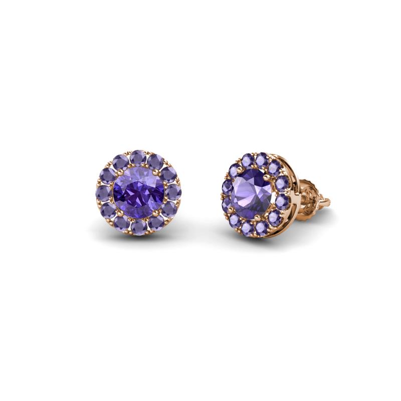 Bernice 0.71 ctw Round Iolite Halo Stud Earrings 