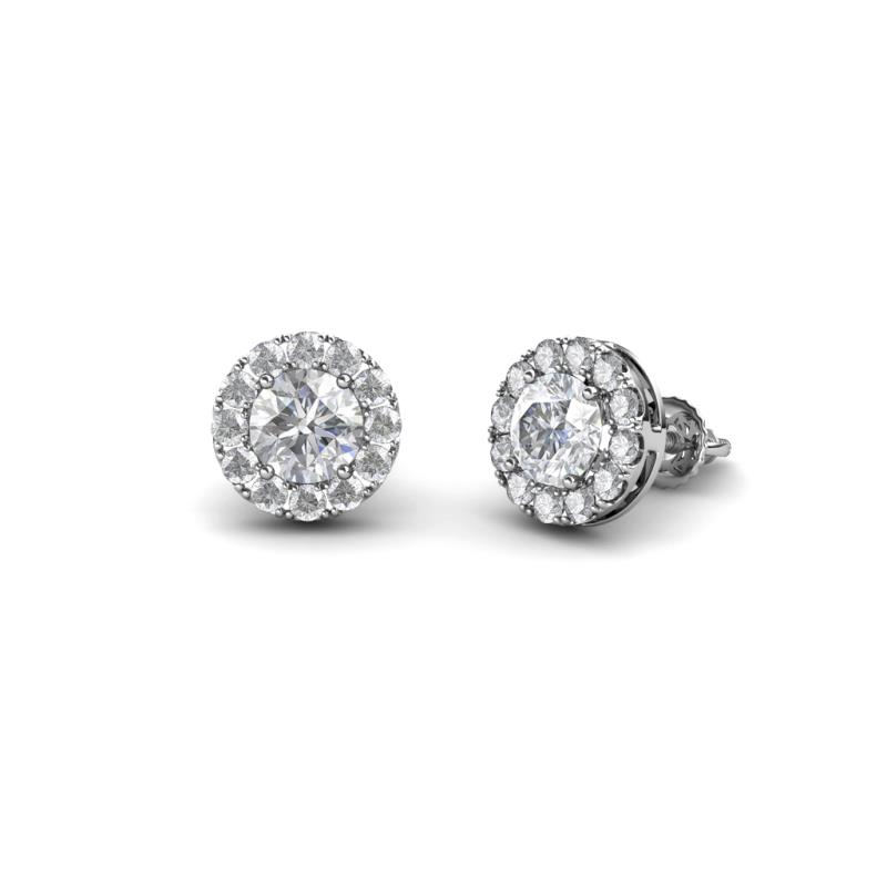Bernice 0.90 ctw Round White Sapphire Halo Stud Earrings 