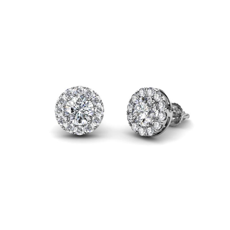 Bernice 0.86 ctw Natural Round Diamond Halo Stud Earrings 
