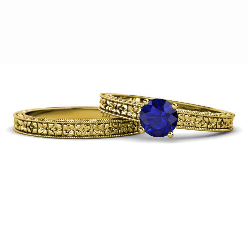 Florian 1.15 ct Classic Blue Sapphire (6.00 mm) Solitaire Bridal Set Ring  