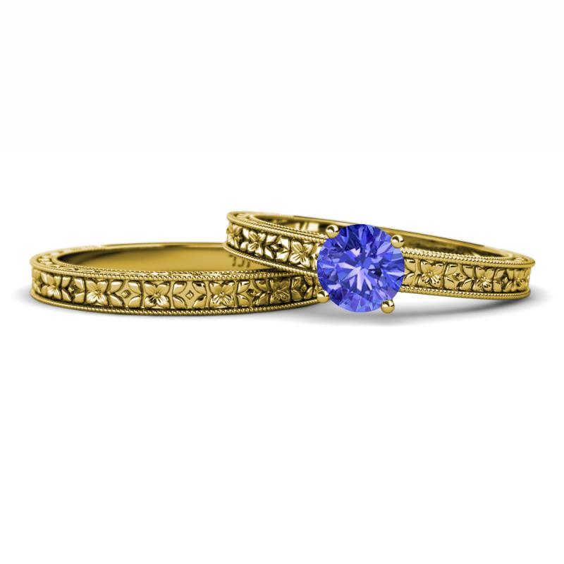 Florian 0.92 ct Classic Tanzanite (6.50 mm) Solitaire Bridal Set Ring  