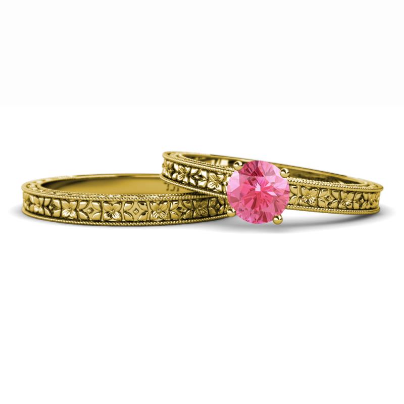 Florian 0.87 ct Classic Pink Tourmaline (6.50 mm) Solitaire Bridal Set Ring  