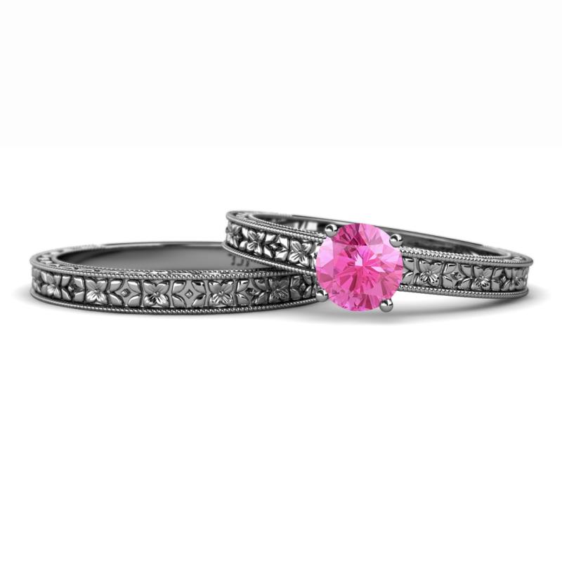 Florian 0.95 ct Classic Pink Sapphire (6.00 mm) Solitaire Bridal Set Ring  