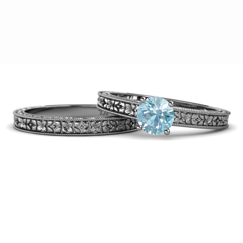Florian 0.87 ct Classic Aquamarine (6.50 mm) Solitaire Bridal Set Ring  