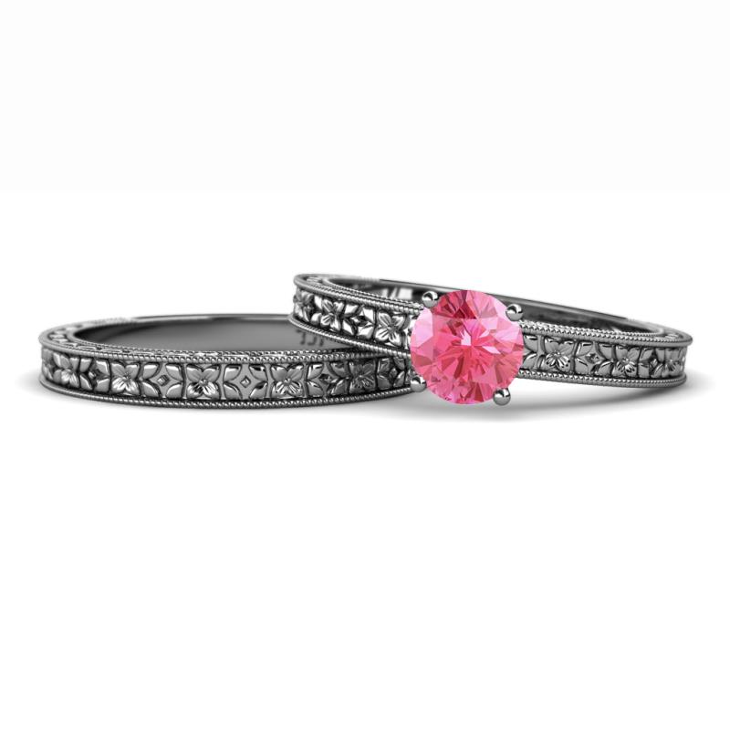 Florian 0.87 ct Classic Pink Tourmaline (6.50 mm) Solitaire Bridal Set Ring  