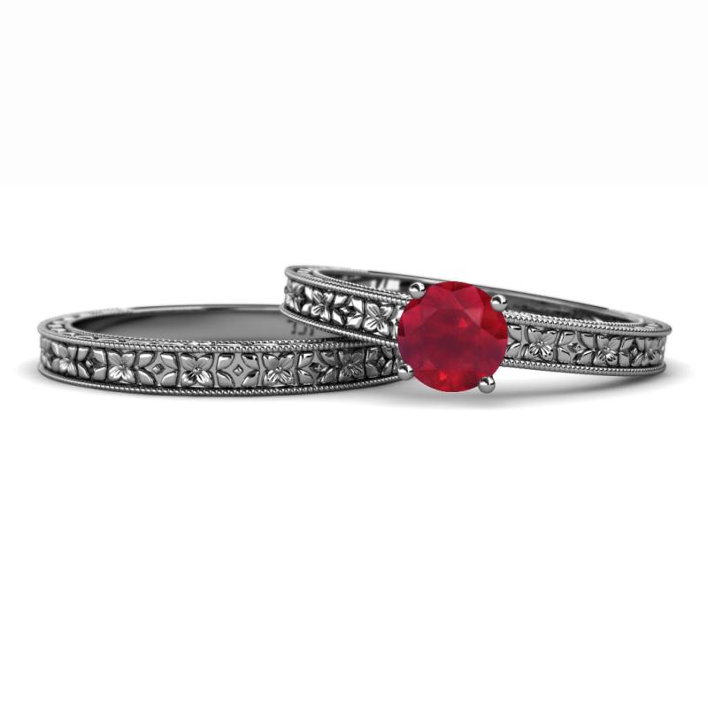 Florian 0.95 ct Classic Ruby (6.00 mm) Solitaire Bridal Set Ring  