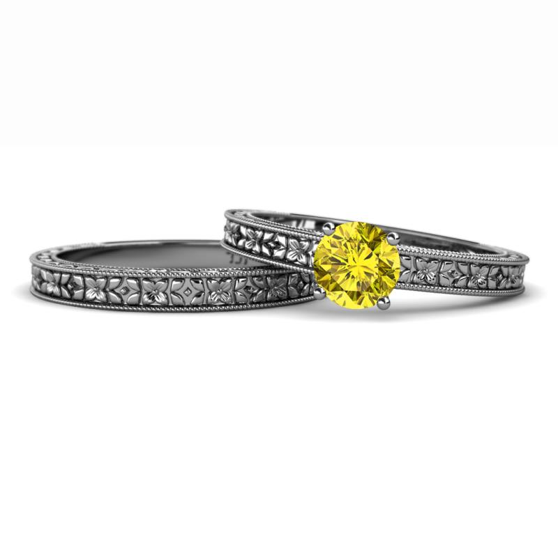 Florian 1.00 ct Classic Yellow Diamond (6.50 mm) Solitaire Bridal Set Ring  