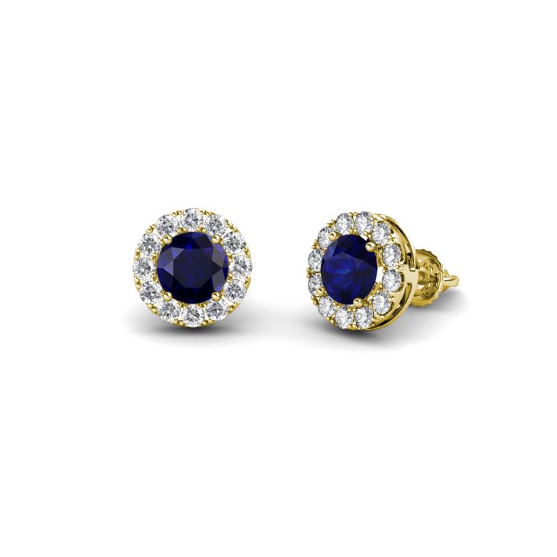 Bernice Blue Sapphire and Diamond Stud Earrings 