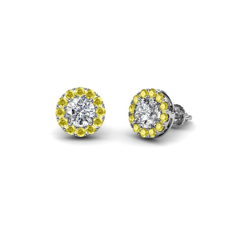 Bernice Round Diamond and Yellow Sapphire Stud Earrings 