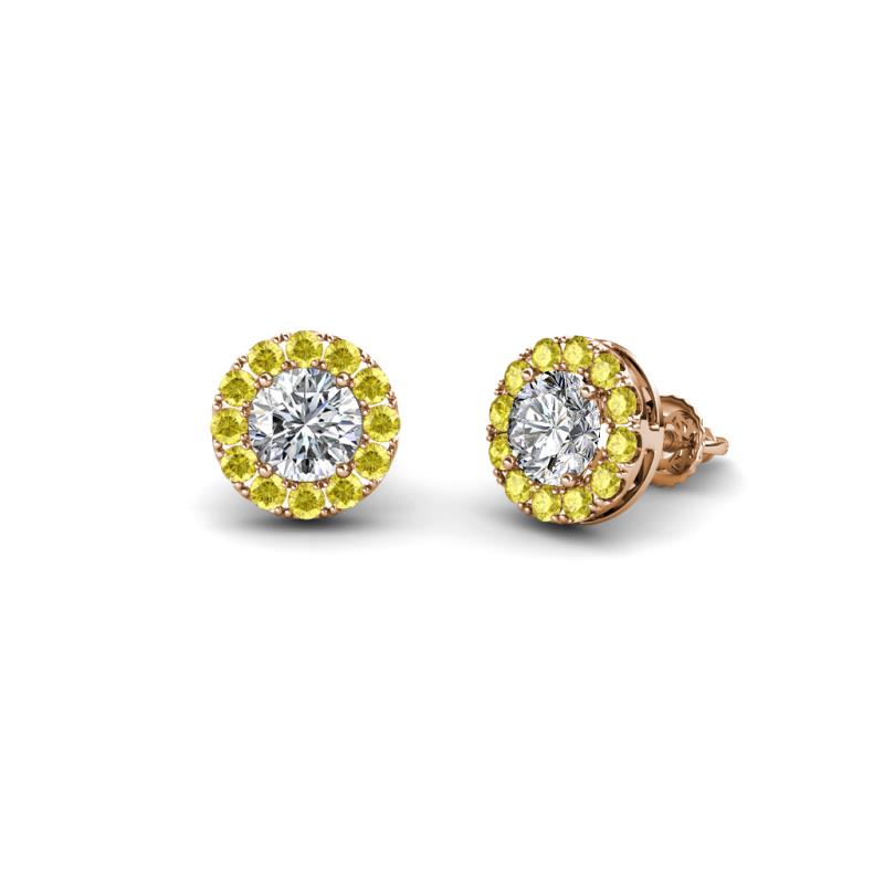 Bernice Round Diamond and Yellow Sapphire Stud Earrings 