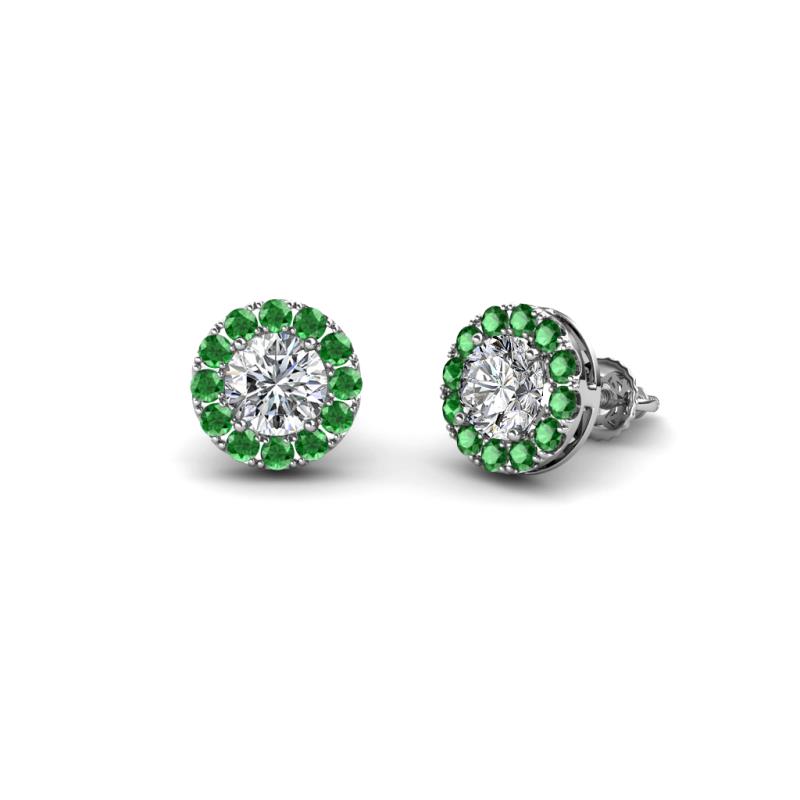 Bernice Round Diamond and Green Garnet Stud Earrings 
