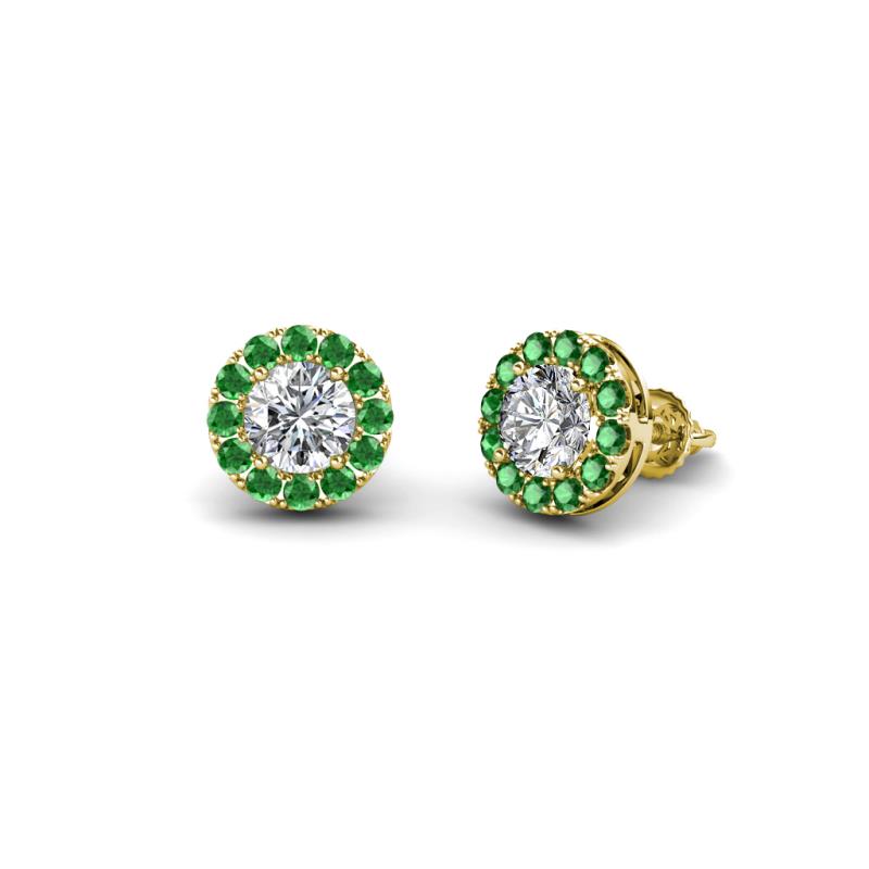 Bernice Round Diamond and Green Garnet Stud Earrings 