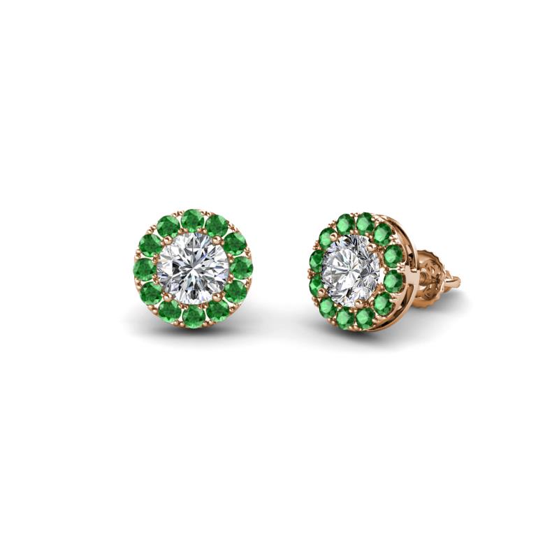 Bernice Round Diamond and Green Garnet Stud Earrings 