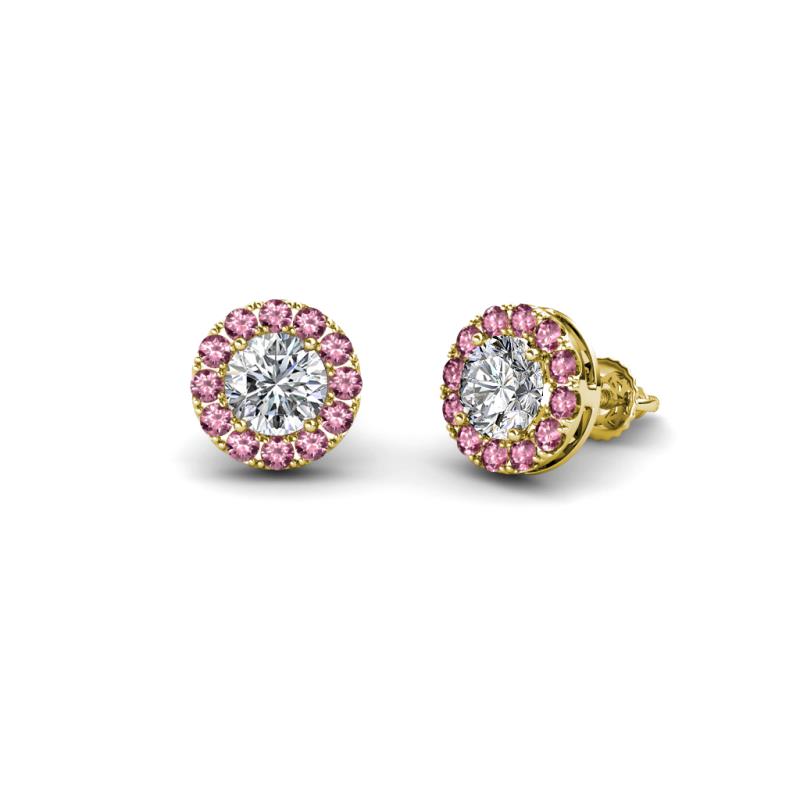 Bernice Round Diamond and Pink Tourmaline Stud Earrings 