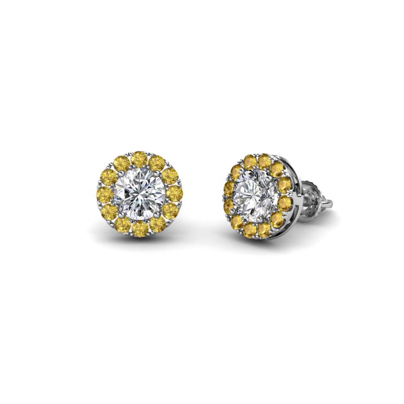 Bernice Round Diamond and Citrine Stud Earrings 