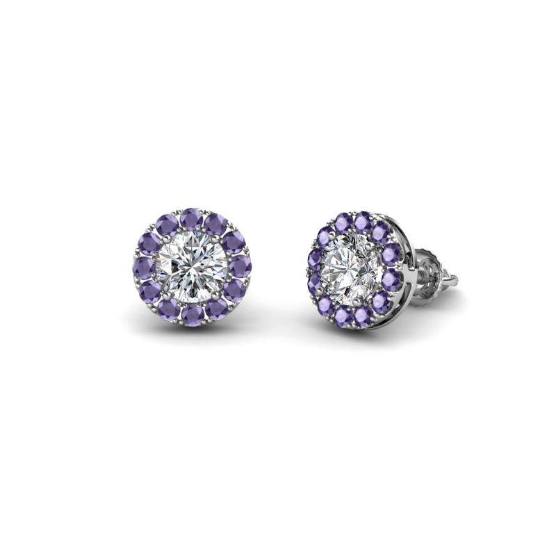 Bernice Round Diamond and Iolite Stud Earrings 