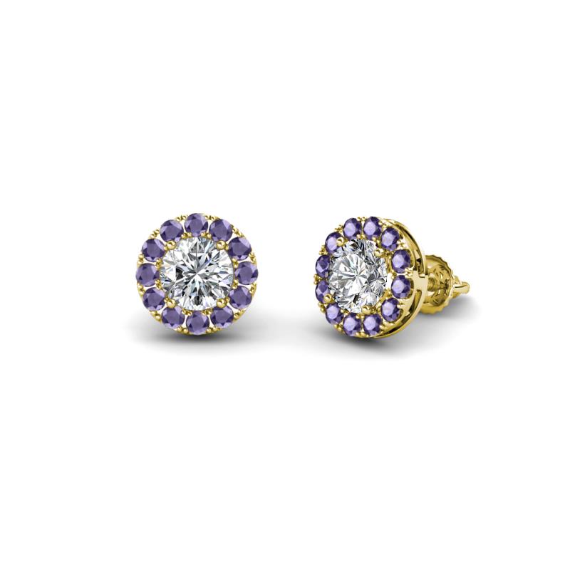 Bernice Round Diamond and Iolite Stud Earrings 