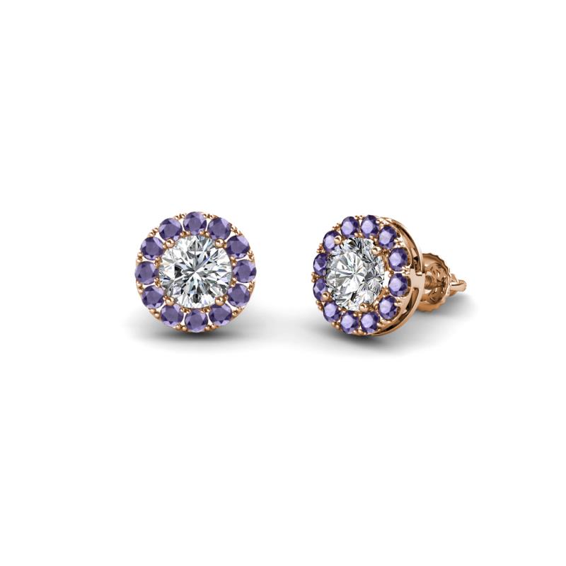 Bernice Round Diamond and Iolite Stud Earrings 