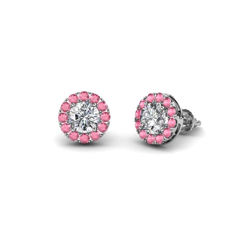 Bernice Round Diamond and Rhodolite Garnet Stud Earrings 