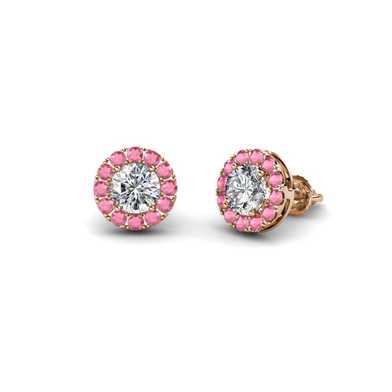Bernice Round Diamond and Rhodolite Garnet Stud Earrings 