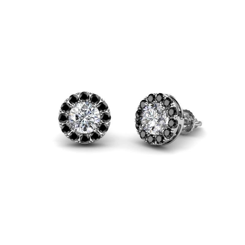 Bernice Round Black and White Diamond Stud Earrings 