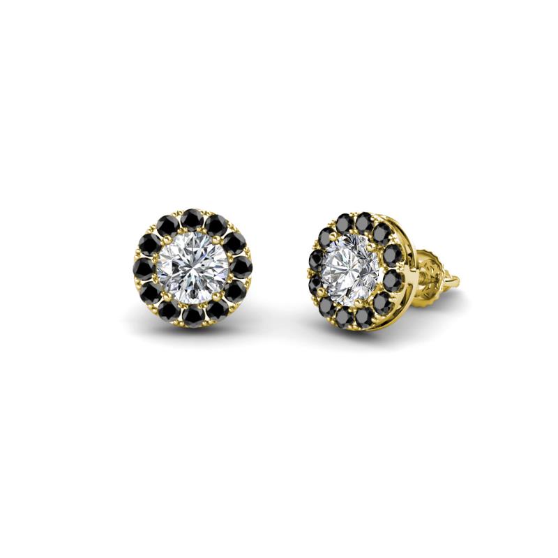 Bernice Round Black and White Diamond Stud Earrings 