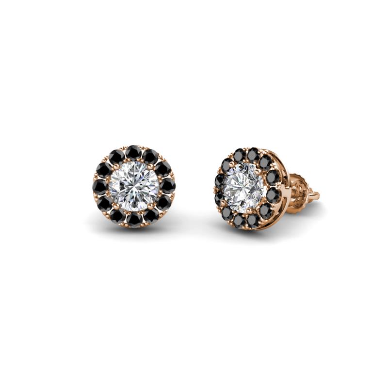 Bernice Round Black and White Diamond Stud Earrings 