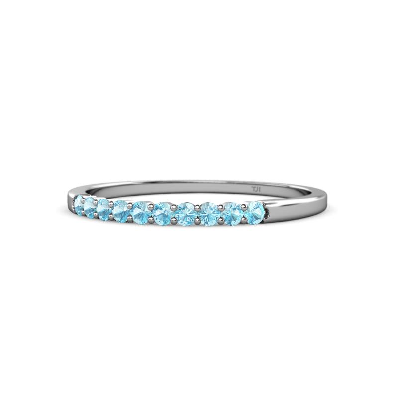 Clara 2.00 mm Aquamarine 10 Stone Wedding Band 