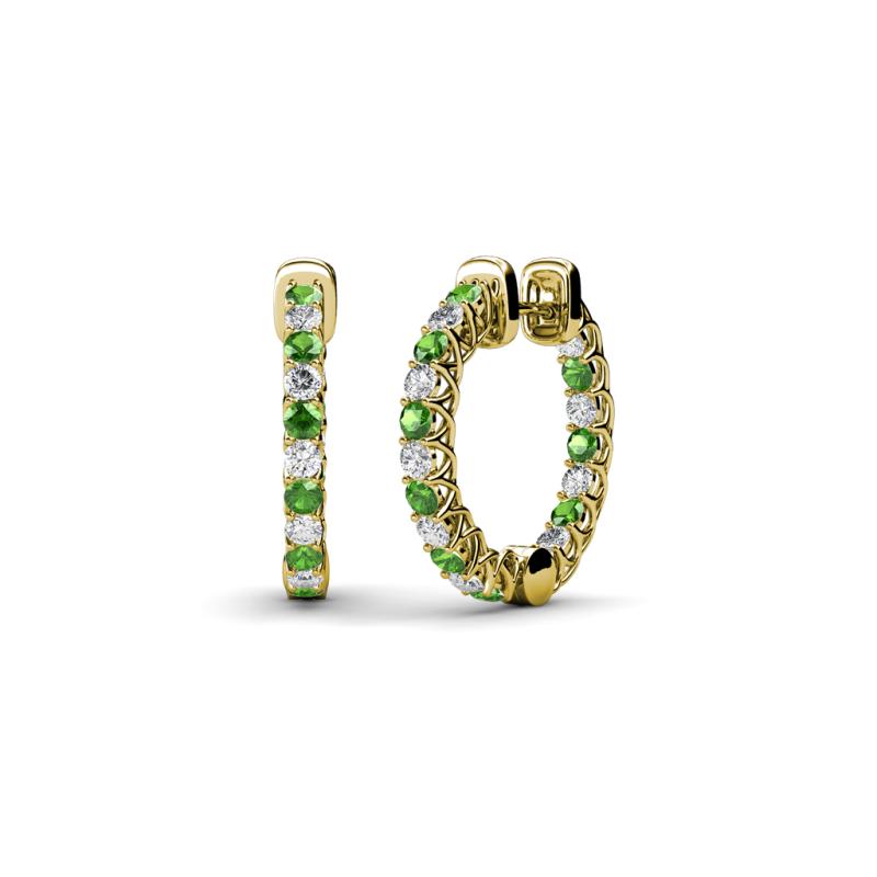 Amara Green Garnet and Diamond Hoop Earrings 