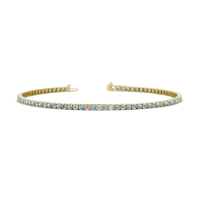 Leslie 2.00 mm Aquamarine and Diamond Eternity Tennis Bracelet 