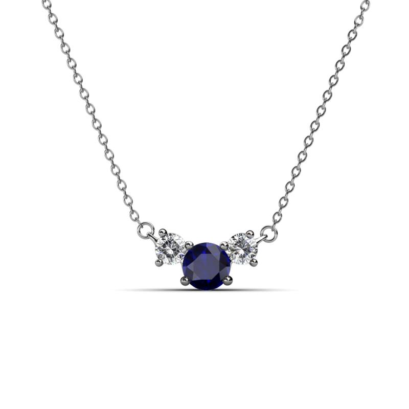 Raia Blue Sapphire and Diamond Three Stone Pendant 