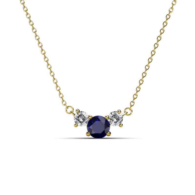 Raia Blue Sapphire and Diamond Three Stone Pendant 