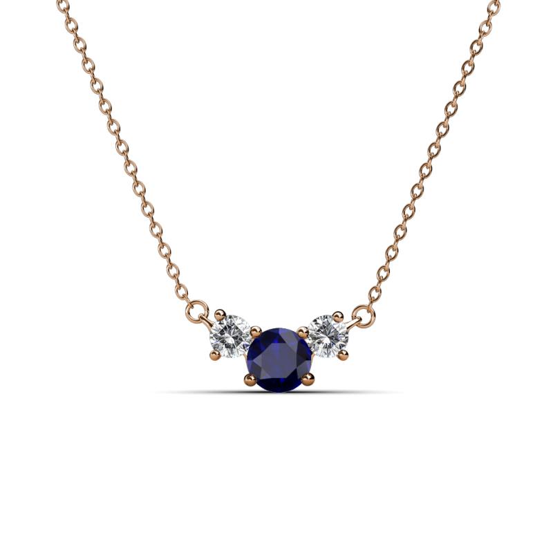 Raia Blue Sapphire and Diamond Three Stone Pendant 