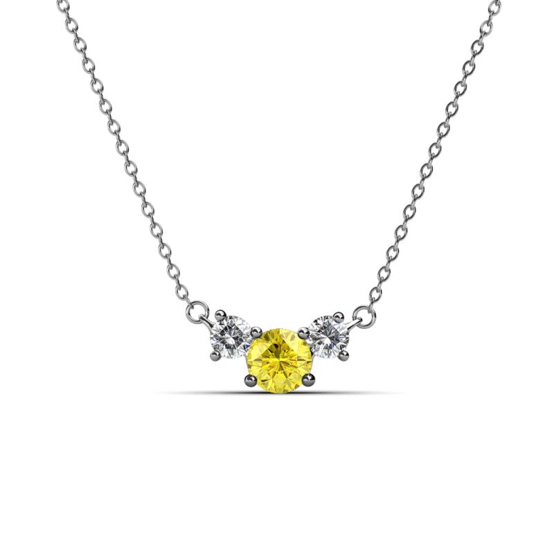 Raia Yellow Sapphire and Diamond Three Stone Pendant 