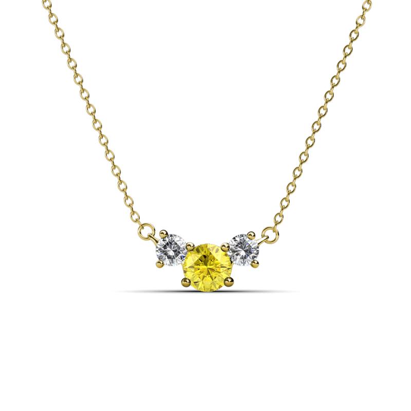 Raia Yellow Sapphire and Diamond Three Stone Pendant 