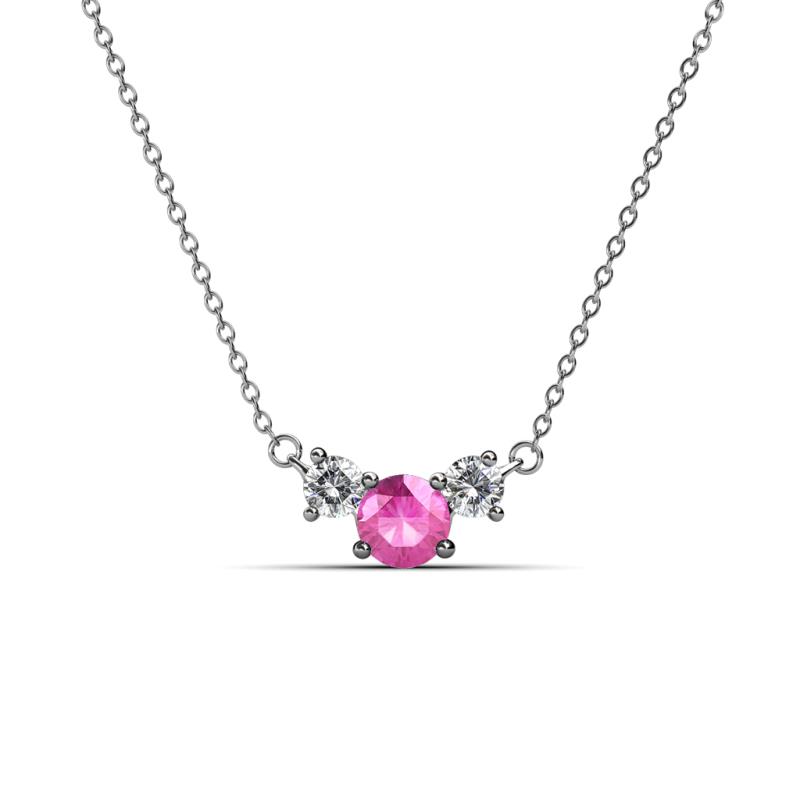 Raia Pink Sapphire and Diamond Three Stone Pendant 