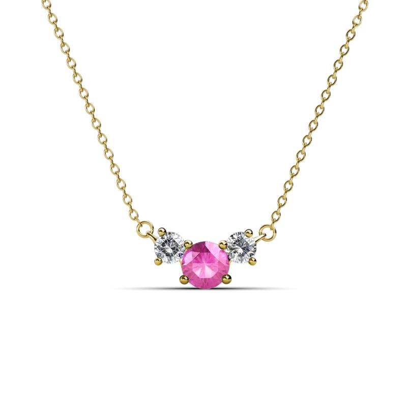 Raia Pink Sapphire and Diamond Three Stone Pendant 