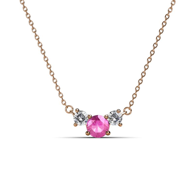 Raia Pink Sapphire and Diamond Three Stone Pendant 
